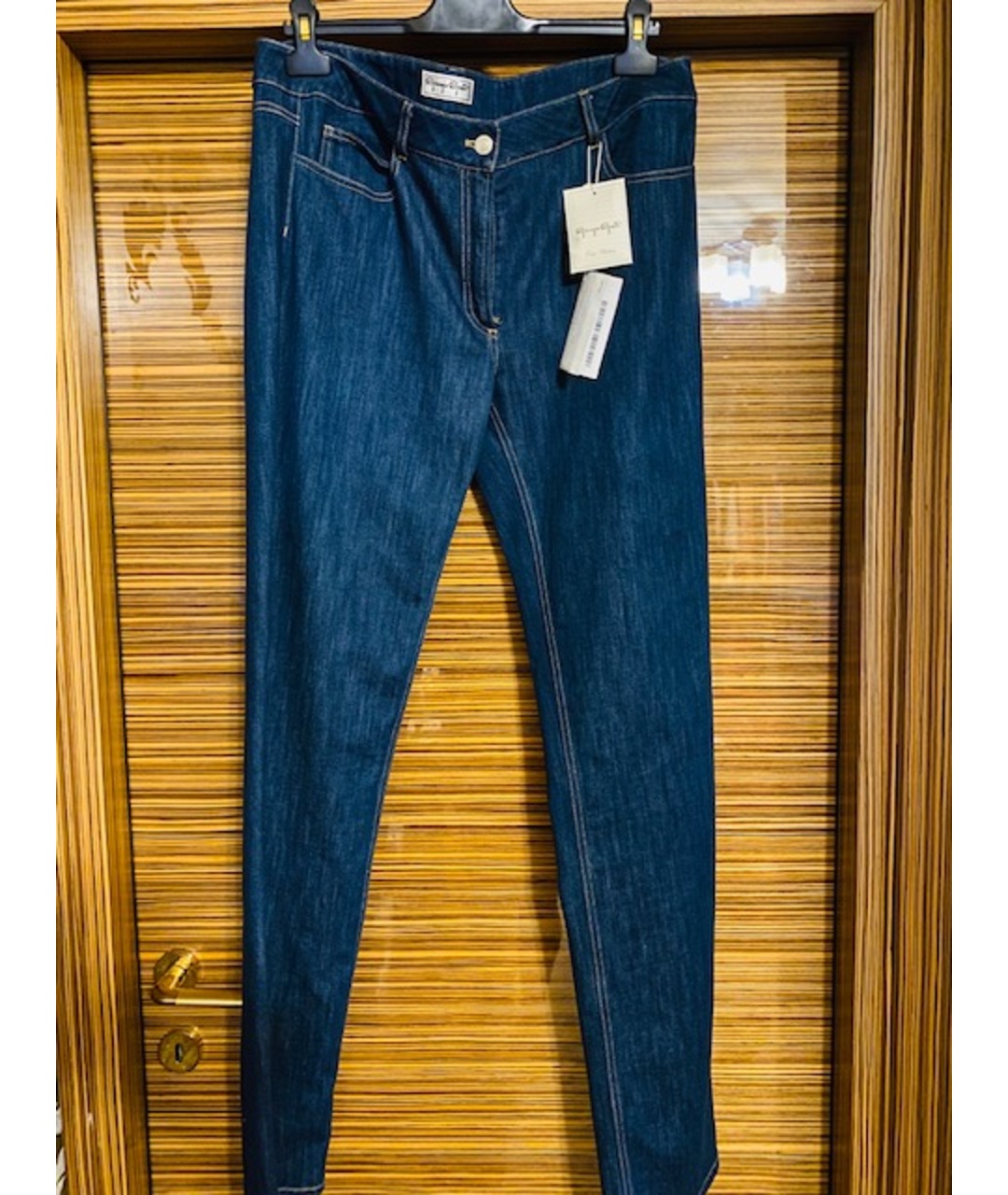 GIORGIO GRATI Синие хлопко-эластановые прямые джинсы, фото 9