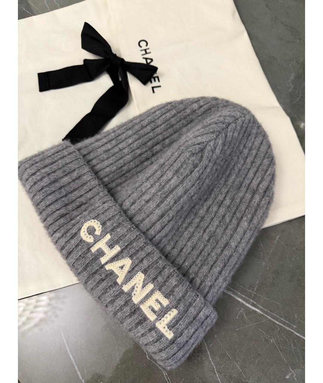 CHANEL Серая кашемировая шапка, фото 3