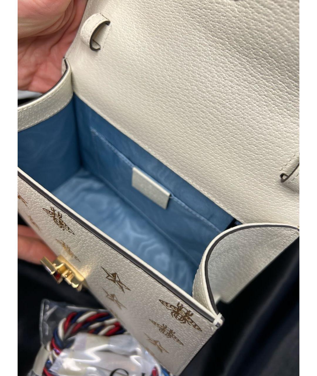 GUCCI Белая кожаная сумка с короткими ручками, фото 5