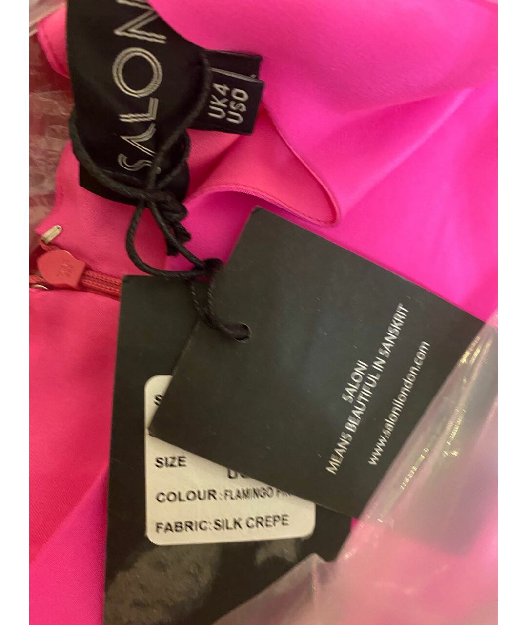 SALONI Розовое шелковое повседневное платье, фото 4