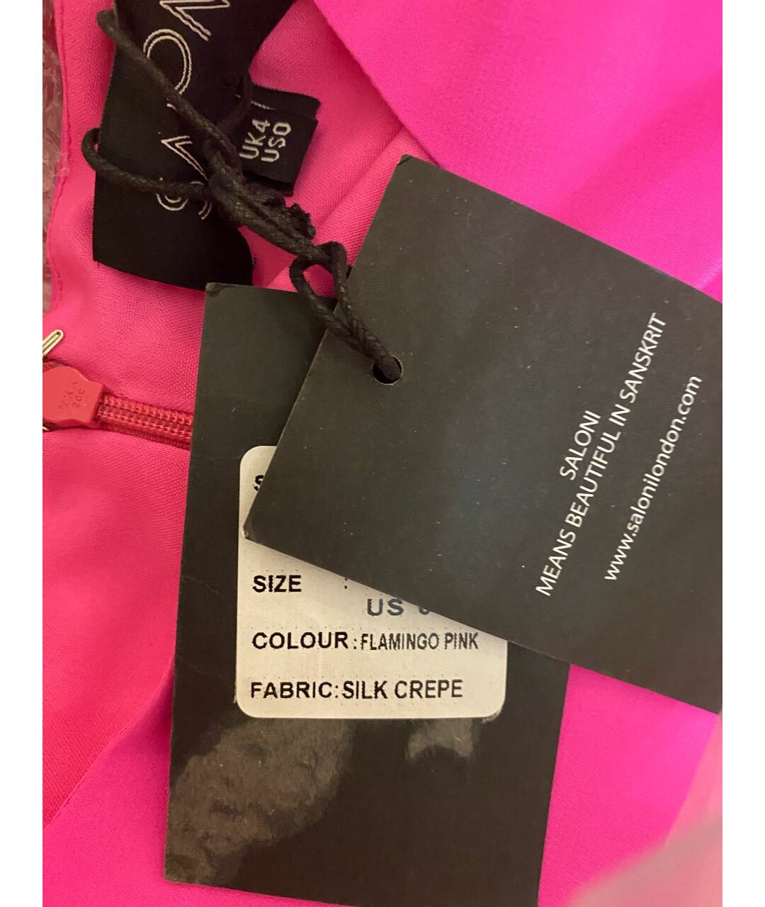 SALONI Розовое шелковое повседневное платье, фото 5