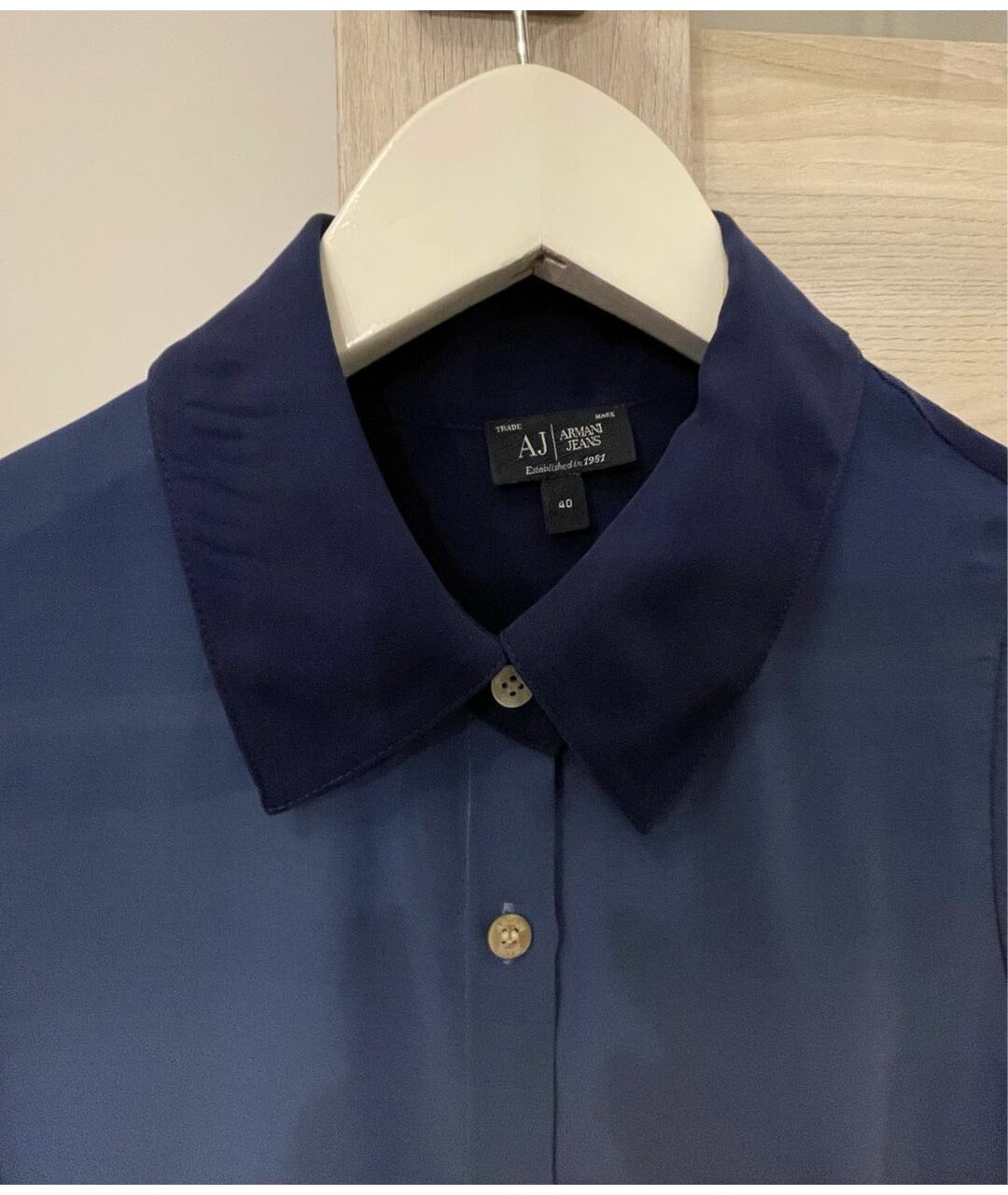 ARMANI JEANS Синяя шелковая рубашка, фото 3