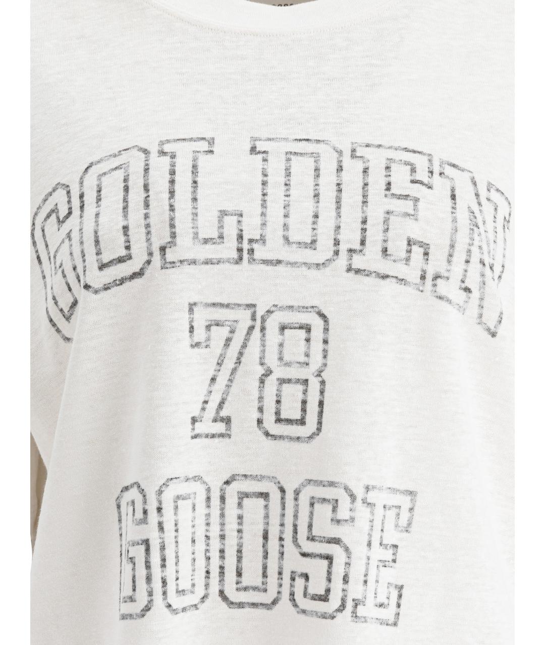 GOLDEN GOOSE DELUXE BRAND Белая льняная футболка, фото 3