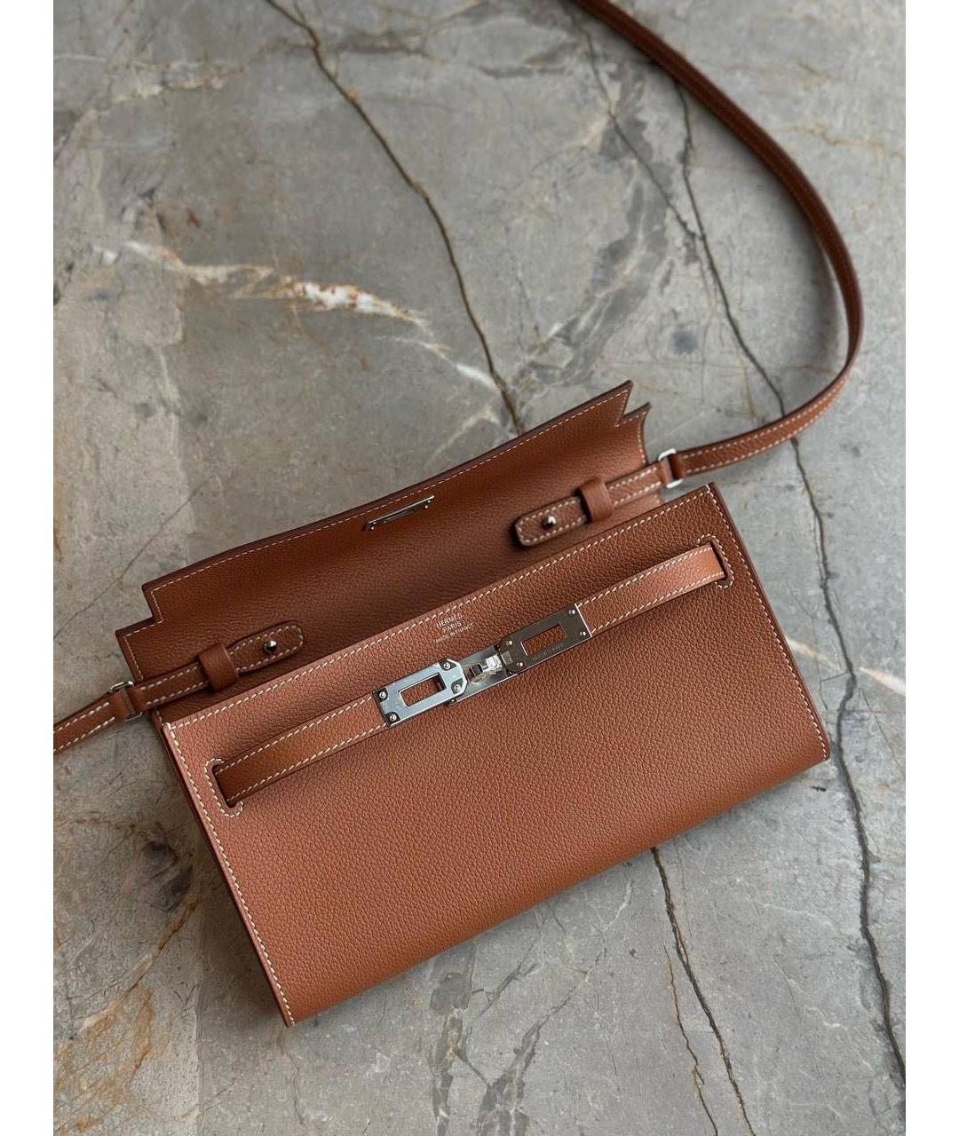 HERMES Коричневая кожаная сумка через плечо, фото 5