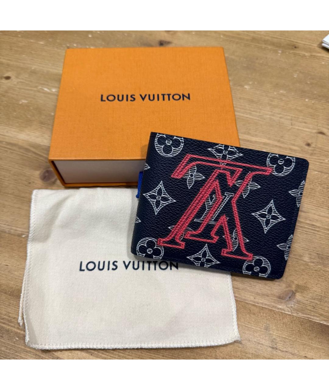 LOUIS VUITTON Черный кожаный кошелек, фото 5