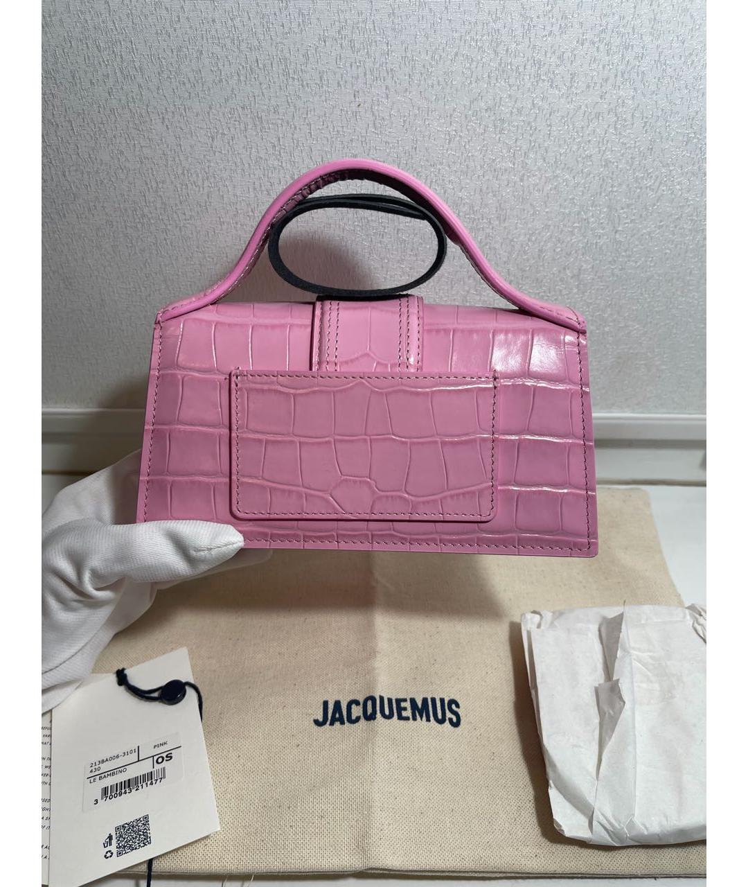 JACQUEMUS Розовая сумка через плечо из экзотической кожи, фото 8