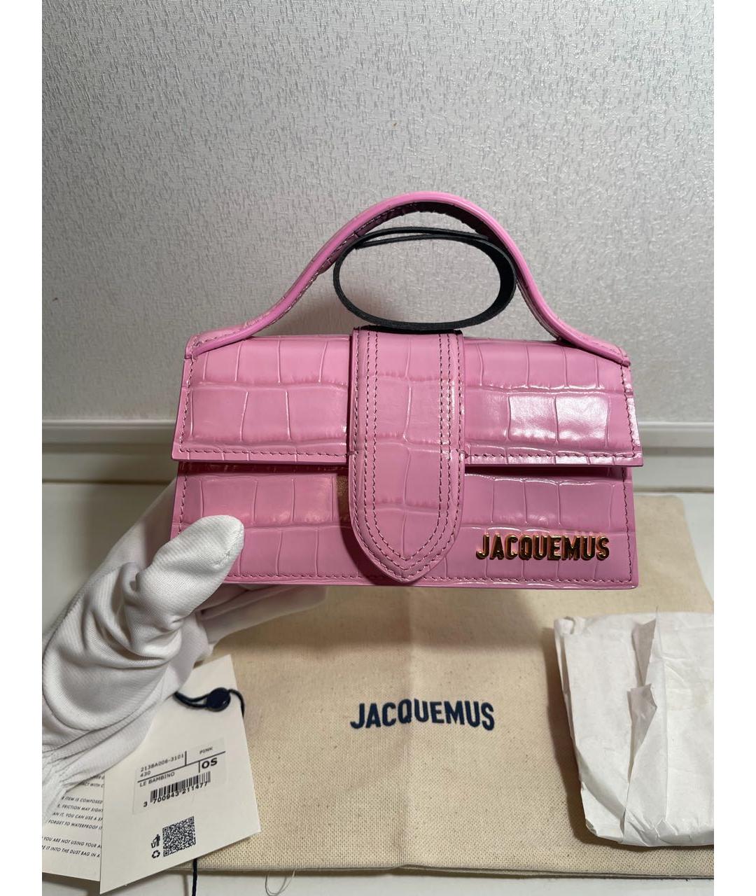 JACQUEMUS Розовая сумка через плечо из экзотической кожи, фото 7