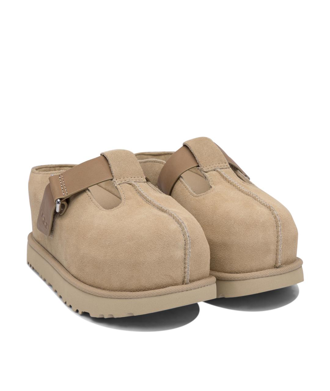 UGG AUSTRALIA Бежевые кожаные мюли, фото 2