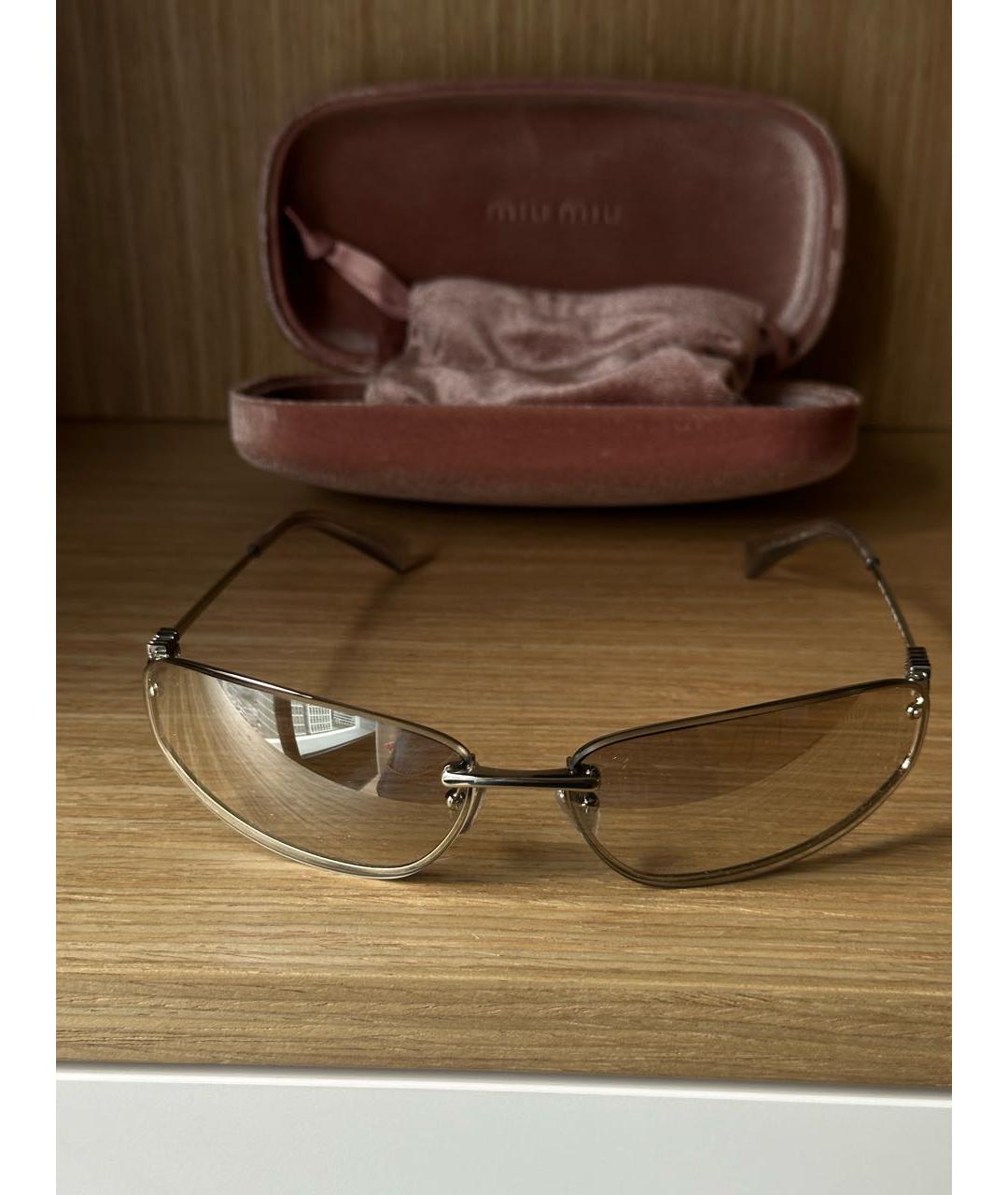 MIU MIU Серебряные металлические солнцезащитные очки, фото 3