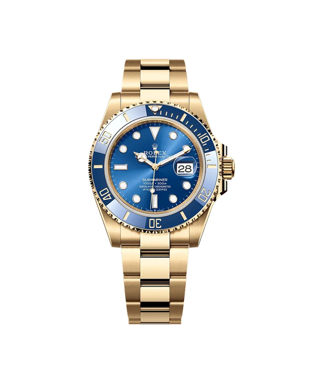 ROLEX Синие часы из желтого золота, фото 1