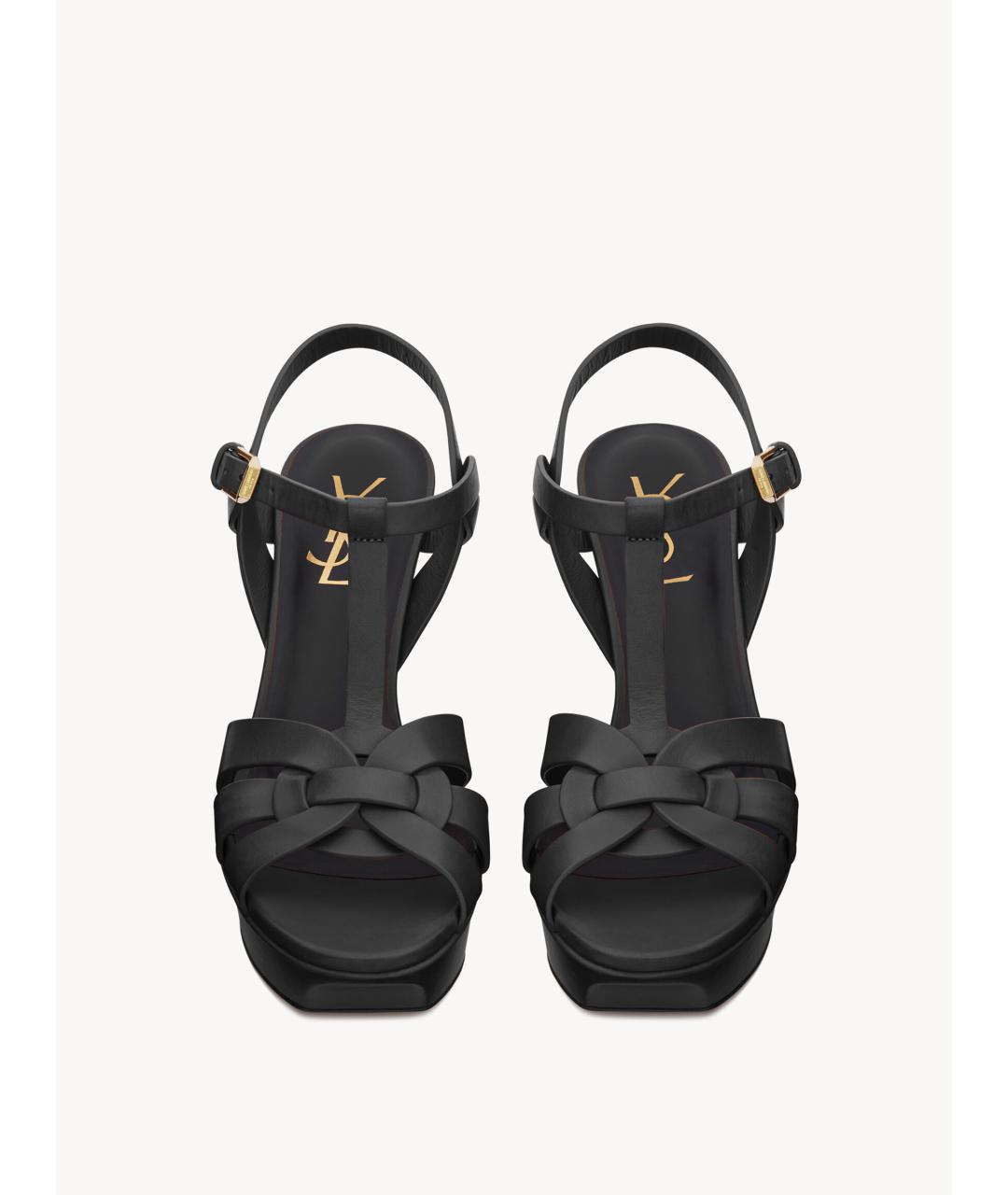 SAINT LAURENT Черные кожаные босоножки, фото 3