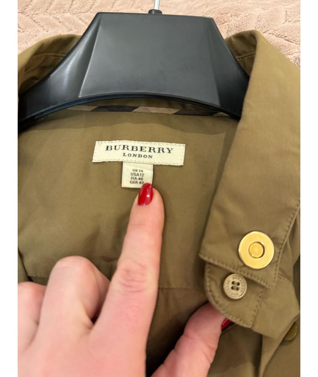 BURBERRY Хаки хлопковая рубашка, фото 7