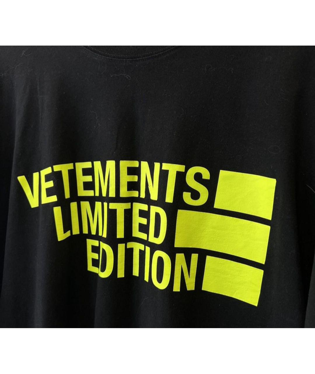 VETEMENTS Черная хлопковая футболка, фото 3