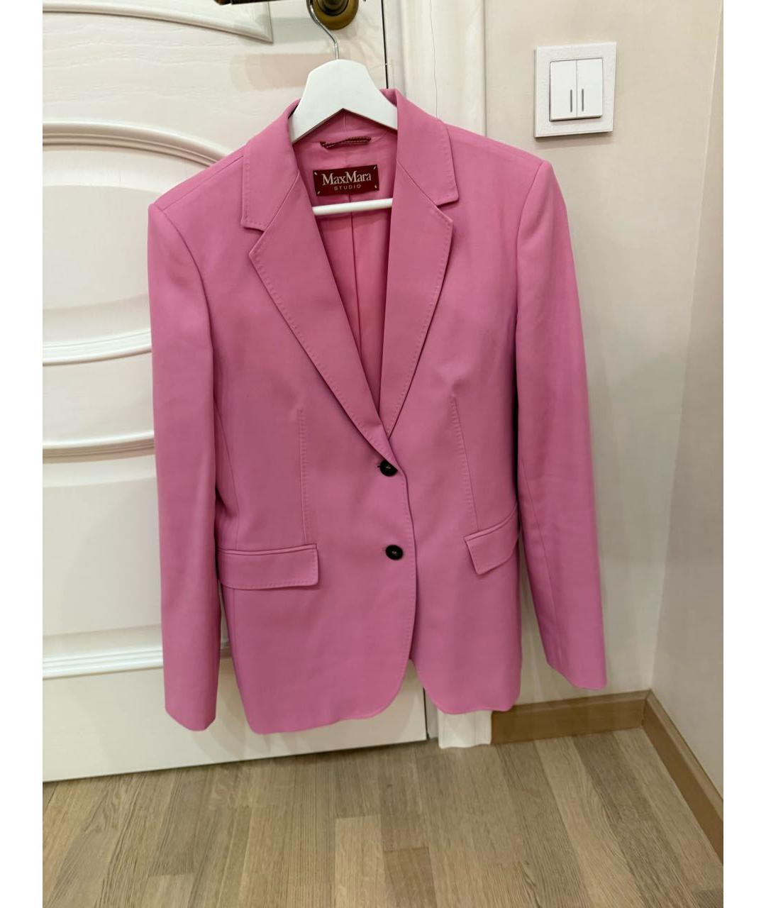MAX MARA STUDIO Розовый хлопковый костюм с брюками, фото 3