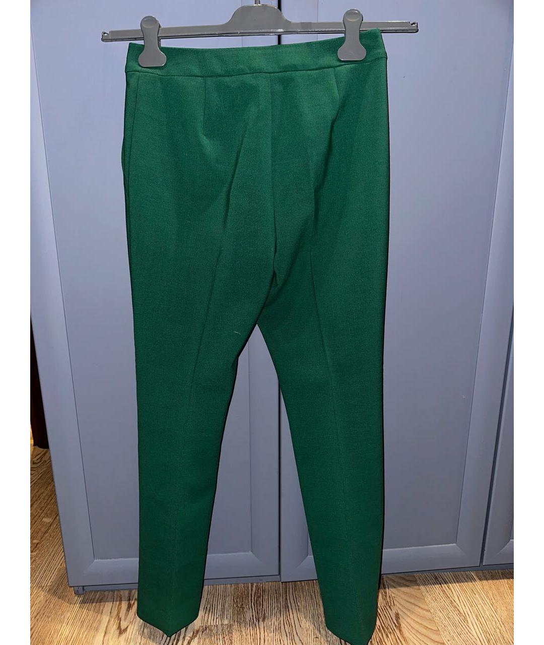 MAX MARA Зеленые шерстяные прямые брюки, фото 2