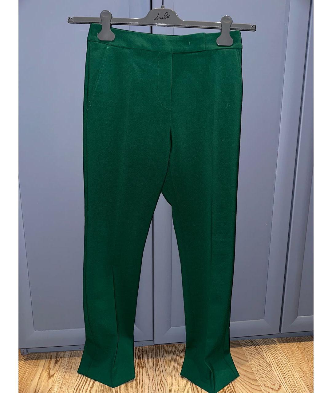 MAX MARA Зеленые шерстяные прямые брюки, фото 6