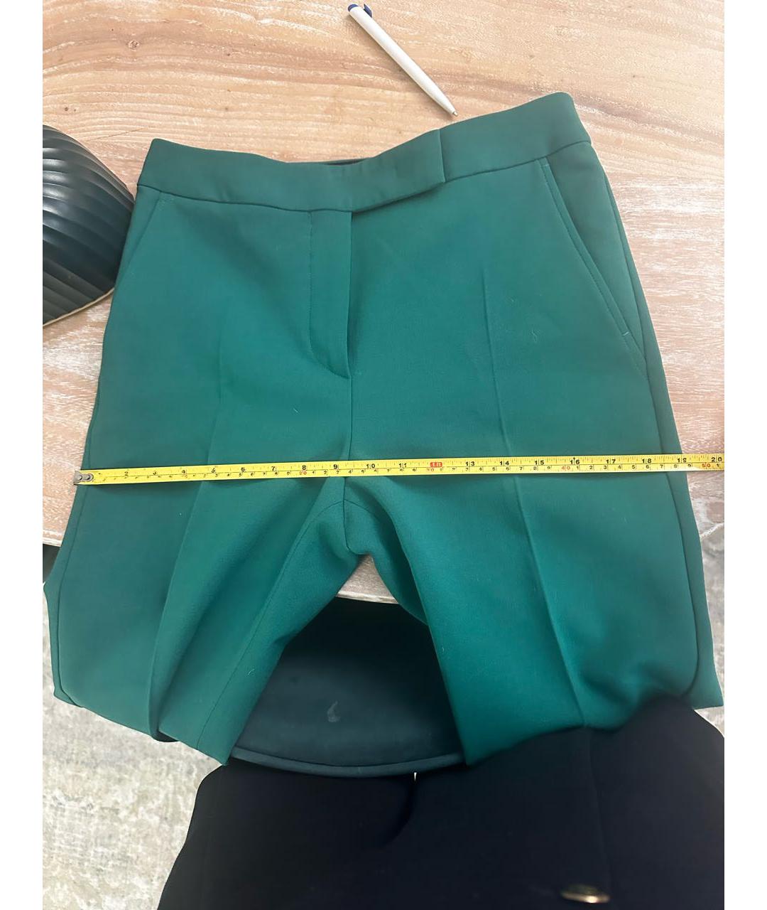 MAX MARA Зеленые шерстяные прямые брюки, фото 5