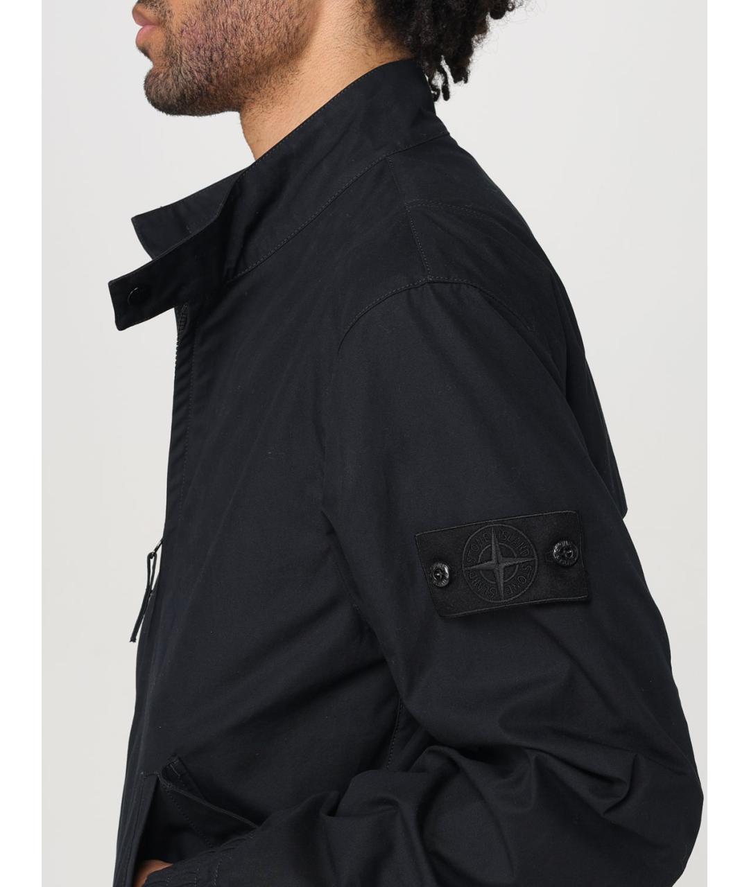 STONE ISLAND Черная хлопковая куртка, фото 6