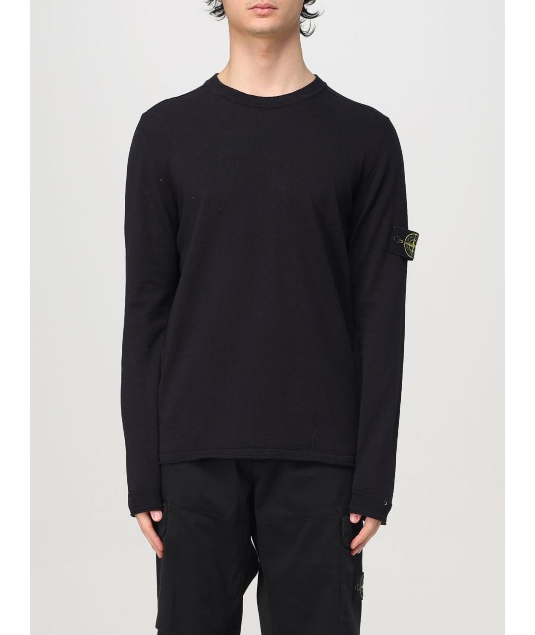 STONE ISLAND Темно-синий хлопковый джемпер / свитер, фото 2