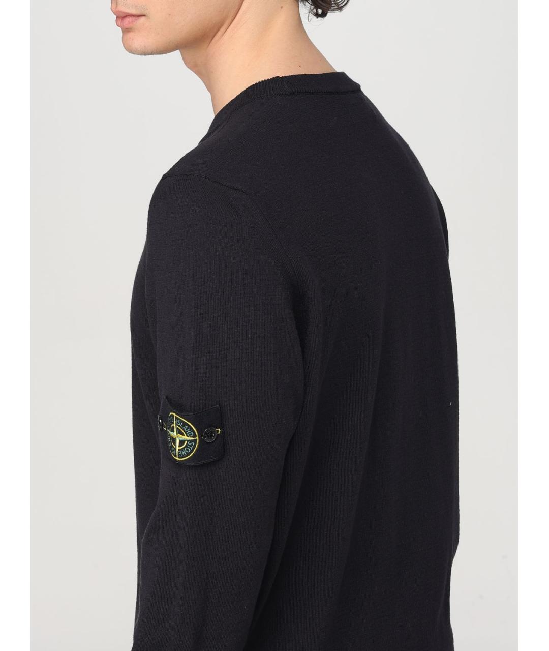 STONE ISLAND Темно-синий хлопковый джемпер / свитер, фото 6