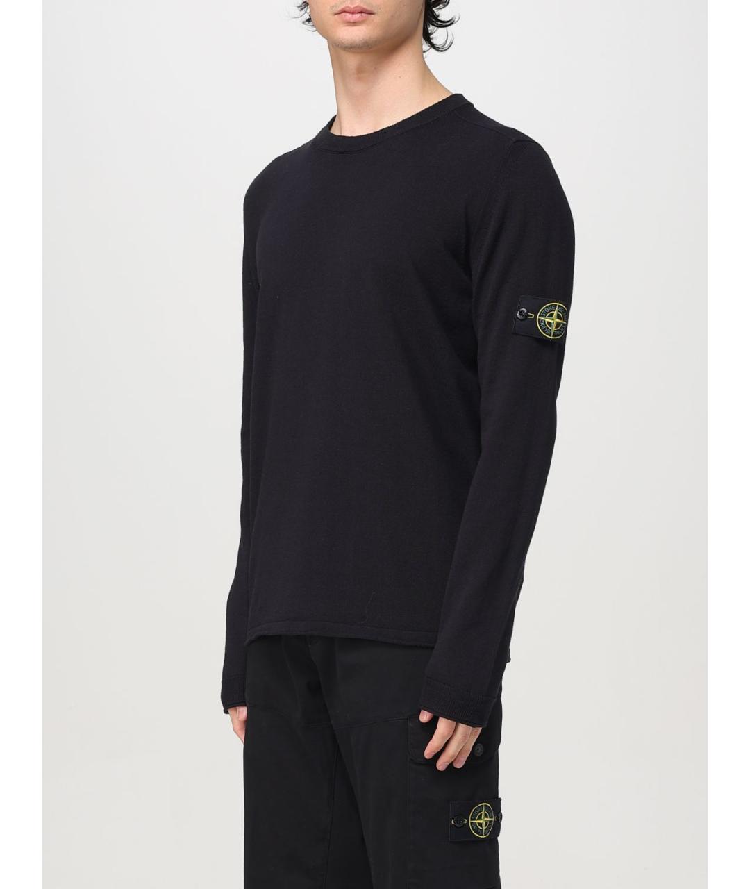 STONE ISLAND Темно-синий хлопковый джемпер / свитер, фото 5