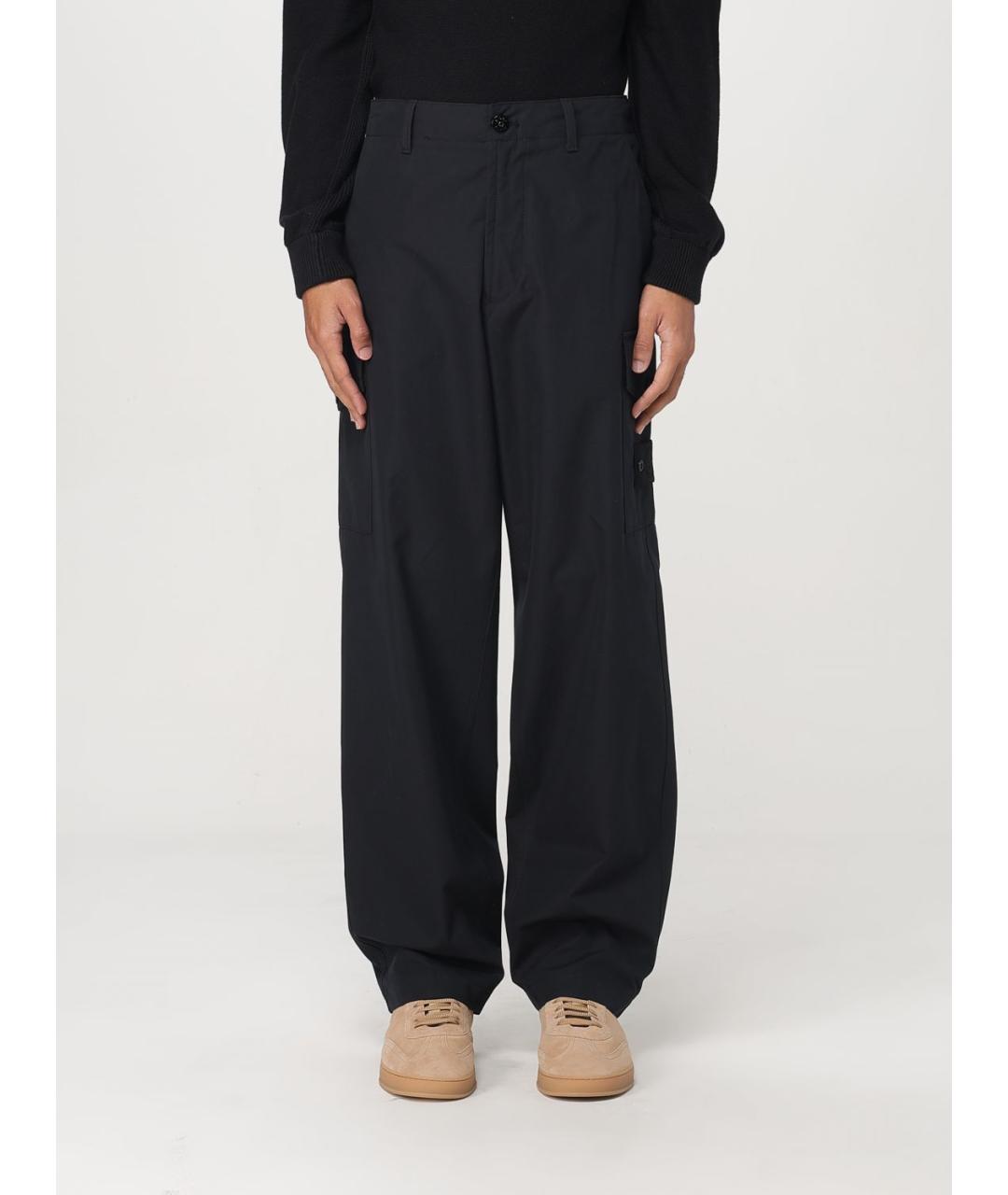 STONE ISLAND Черные хлопковые повседневные брюки, фото 2