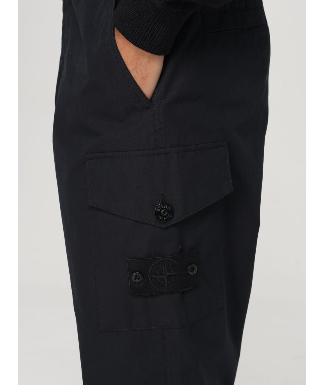STONE ISLAND Черные хлопковые повседневные брюки, фото 6