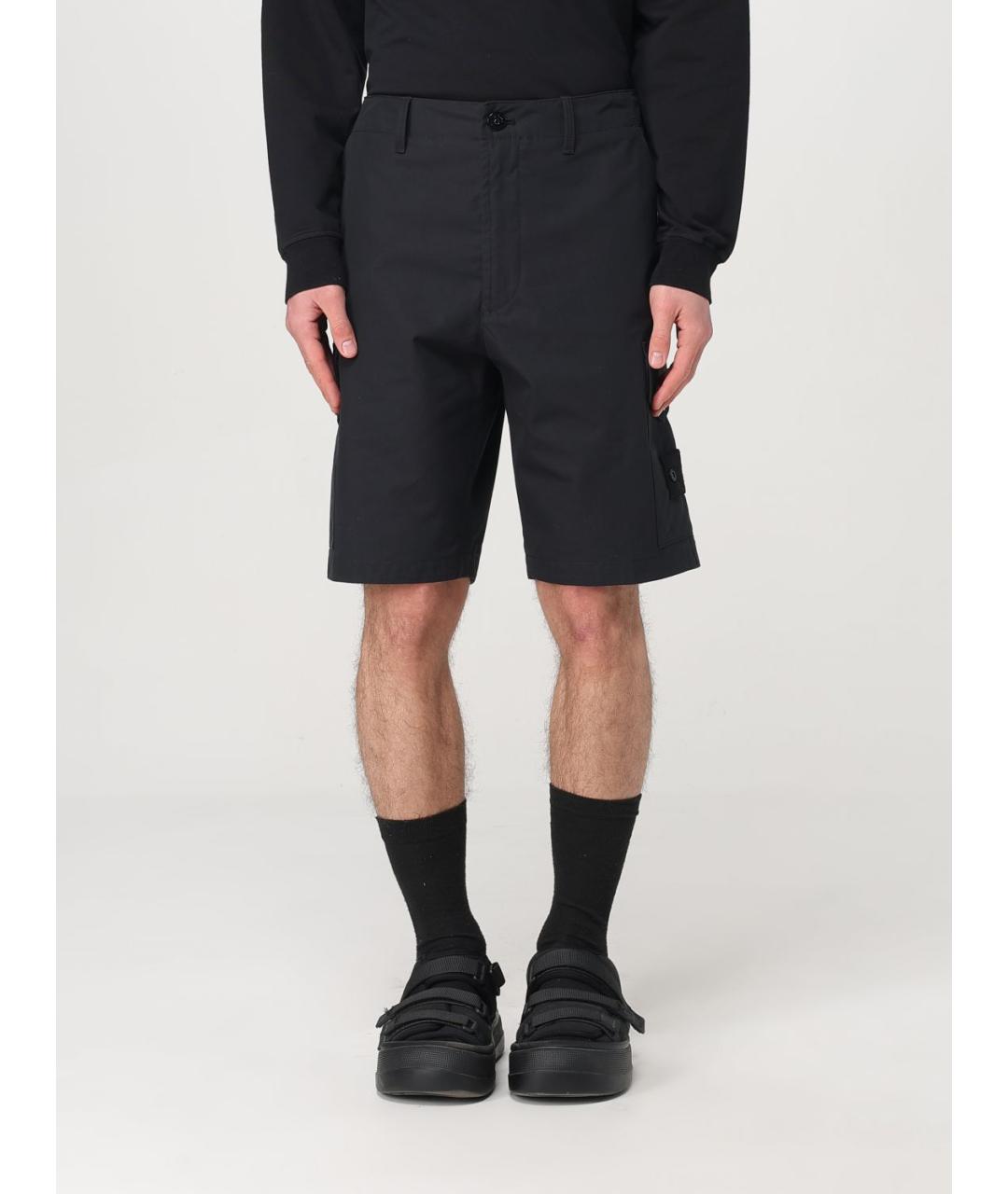STONE ISLAND Черные хлопковые шорты, фото 6