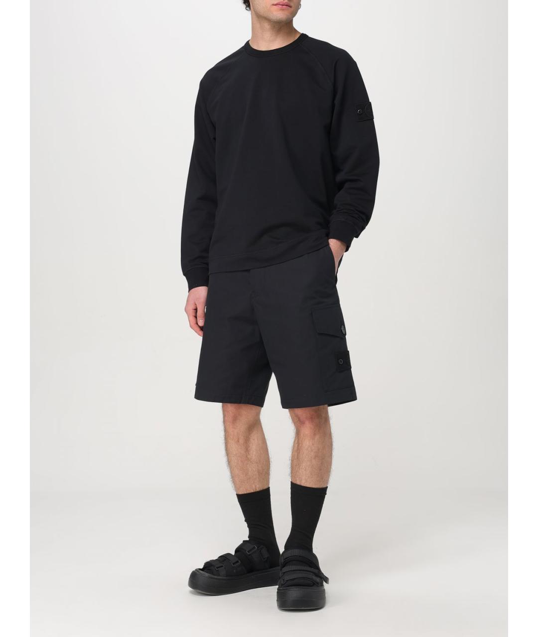 STONE ISLAND Черные хлопковые шорты, фото 2