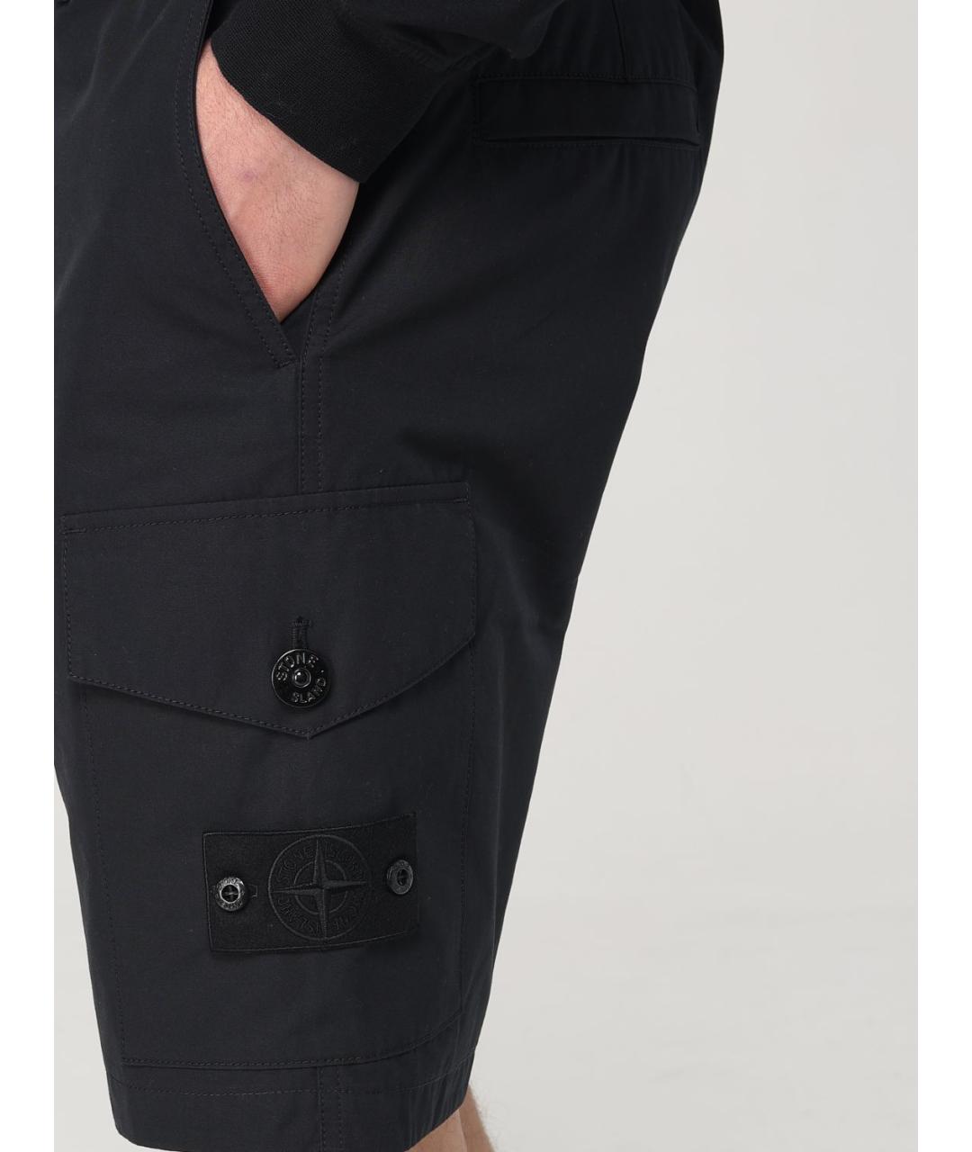 STONE ISLAND Черные хлопковые шорты, фото 5