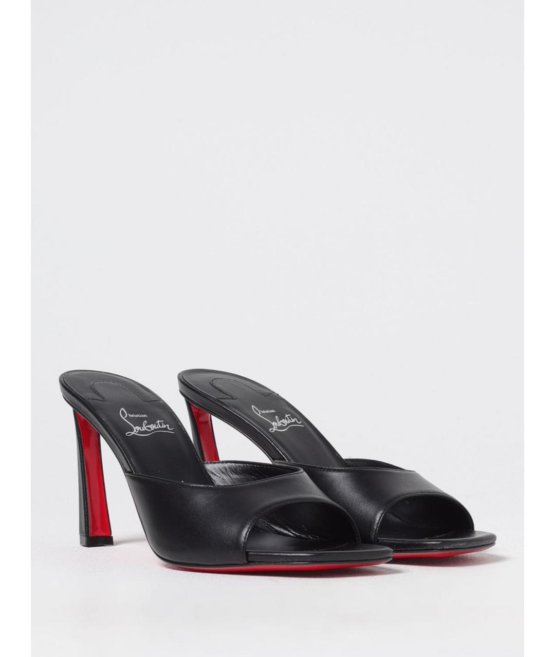 CHRISTIAN LOUBOUTIN Черные кожаные мюли, фото 2