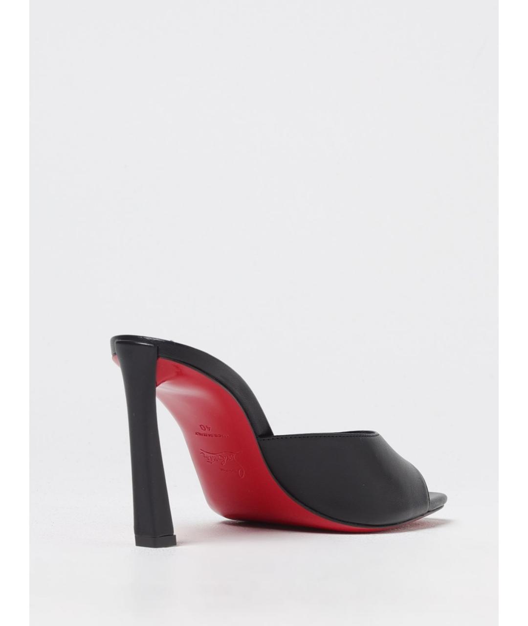 CHRISTIAN LOUBOUTIN Черные кожаные мюли, фото 3