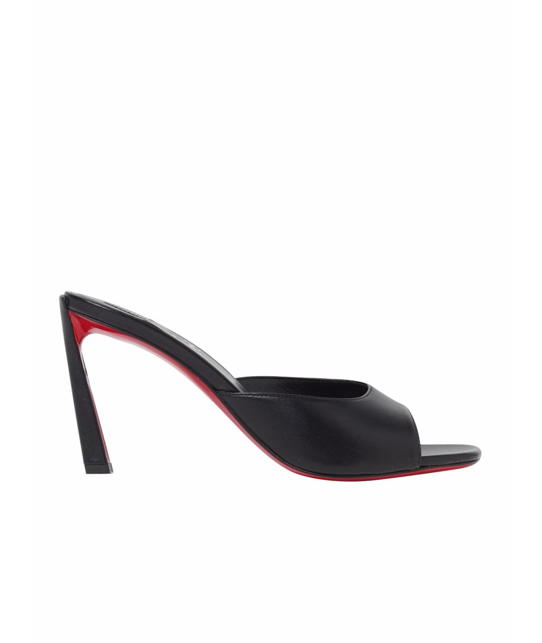 CHRISTIAN LOUBOUTIN Черные кожаные мюли, фото 1