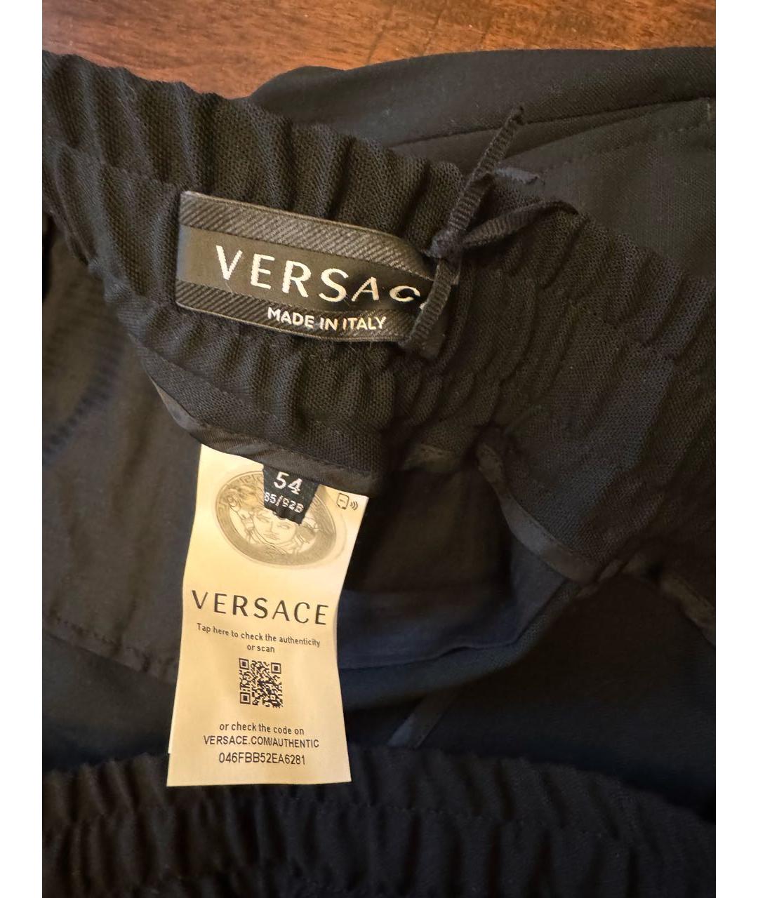 VERSACE Черные шерстяные повседневные брюки, фото 2