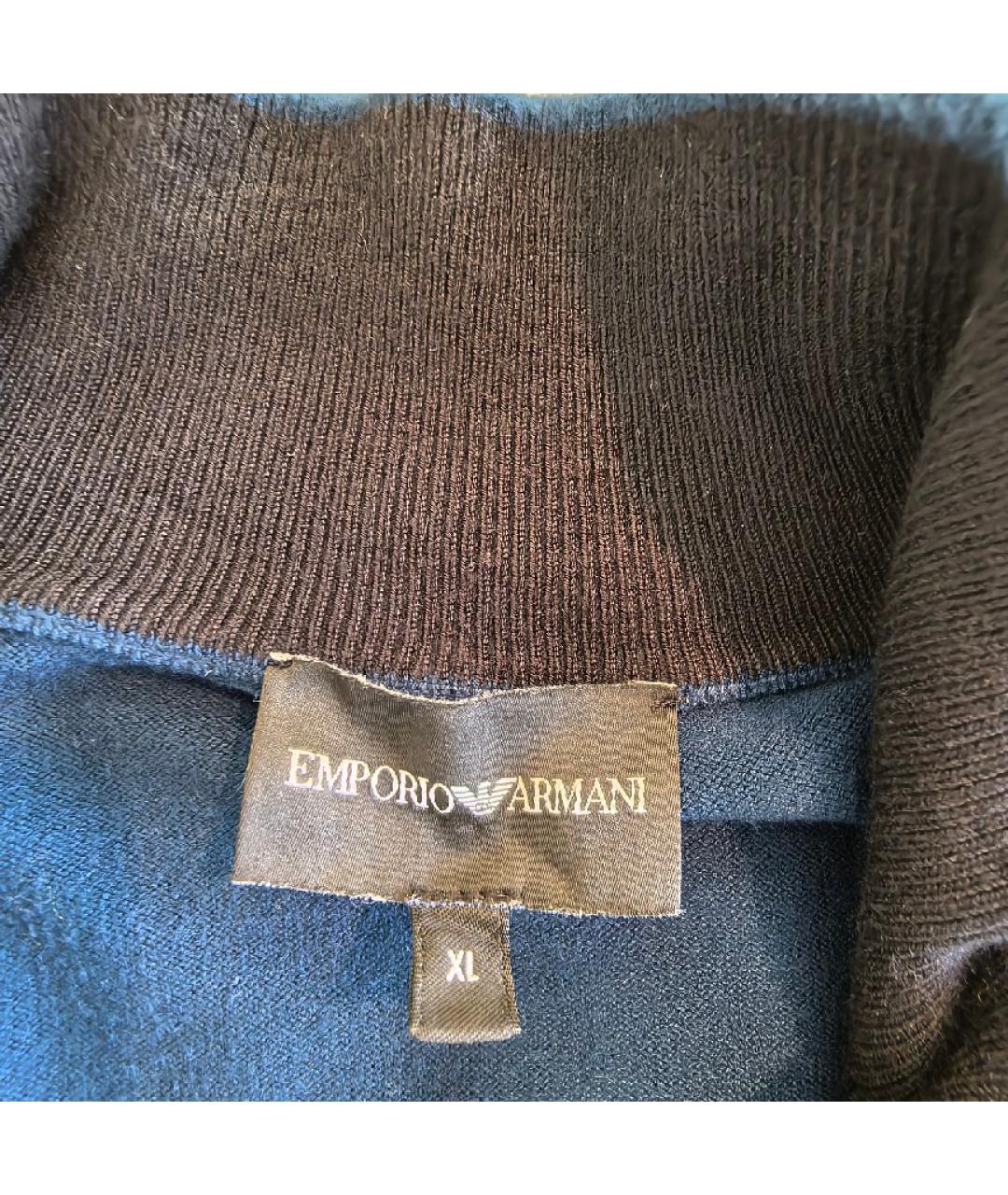 EMPORIO ARMANI Темно-синий шерстяной джемпер / свитер, фото 3