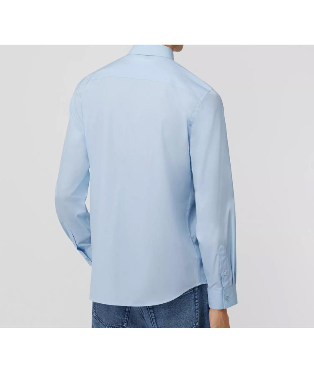 BURBERRY Голубая хлопковая кэжуал рубашка, фото 3