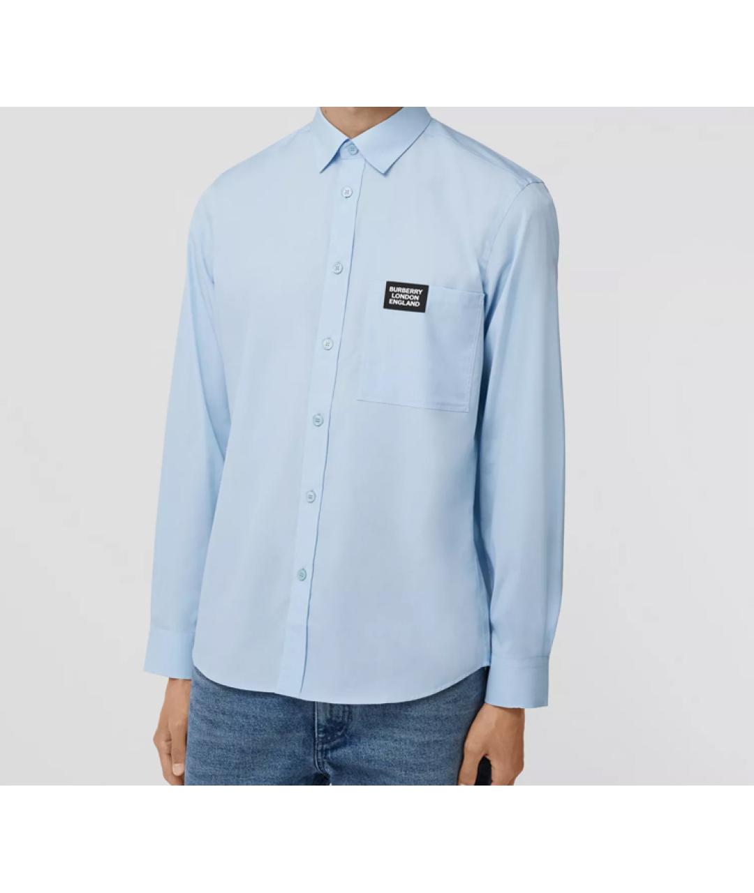 BURBERRY Голубая хлопковая кэжуал рубашка, фото 2