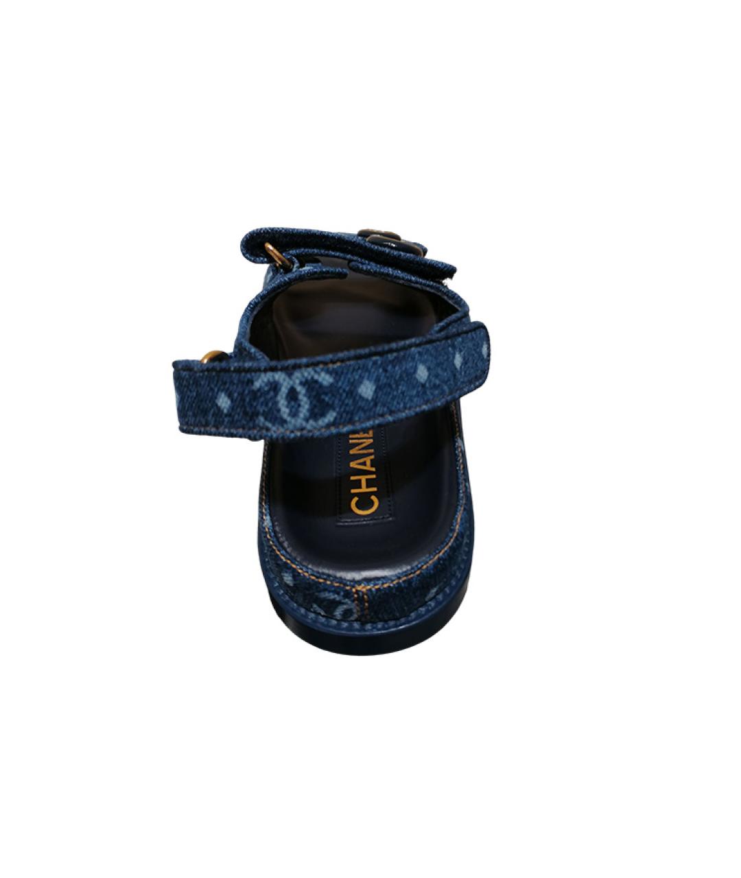 CHANEL Синие текстильные сандалии, фото 4