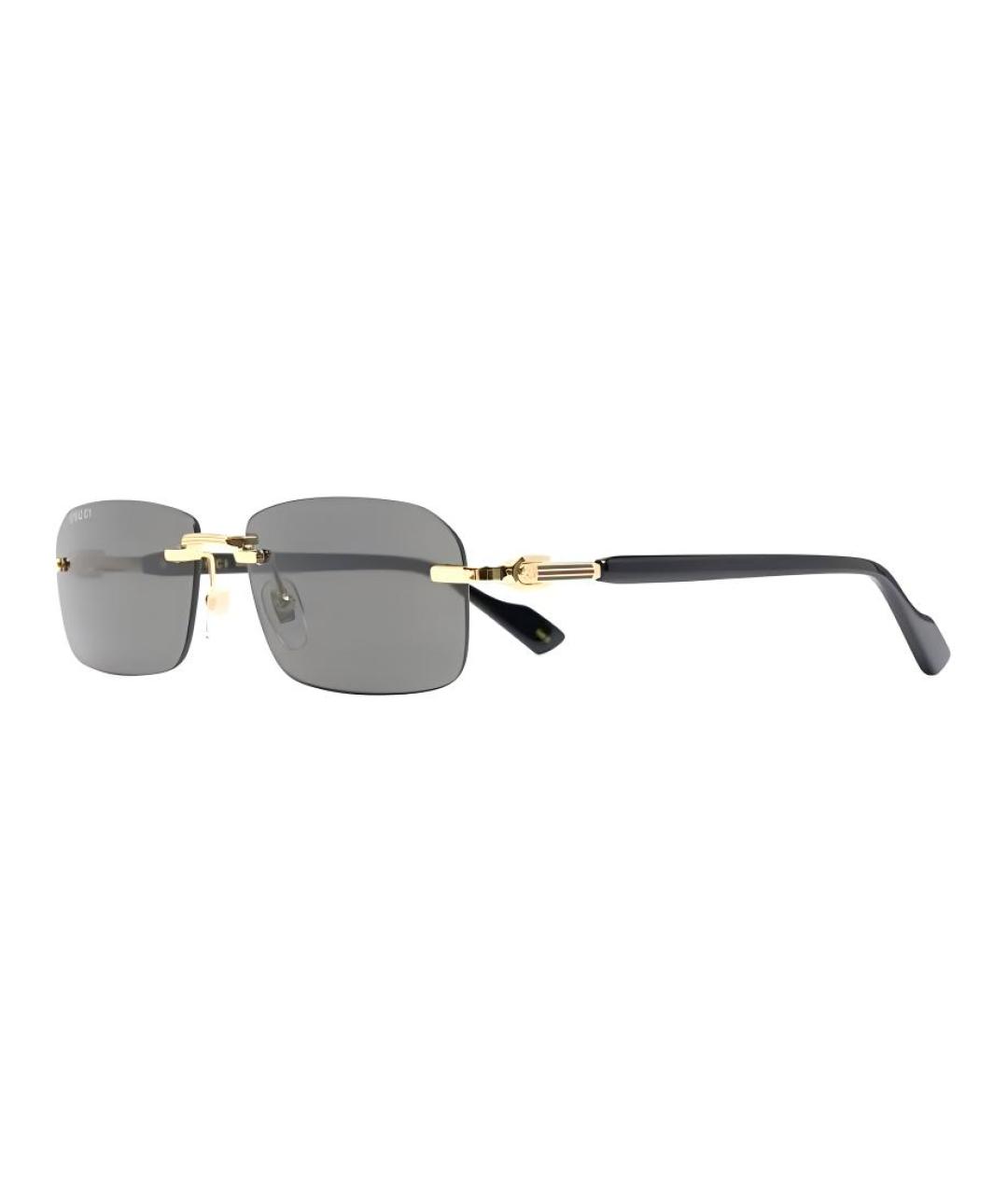 GUCCI Золотые металлические солнцезащитные очки, фото 1