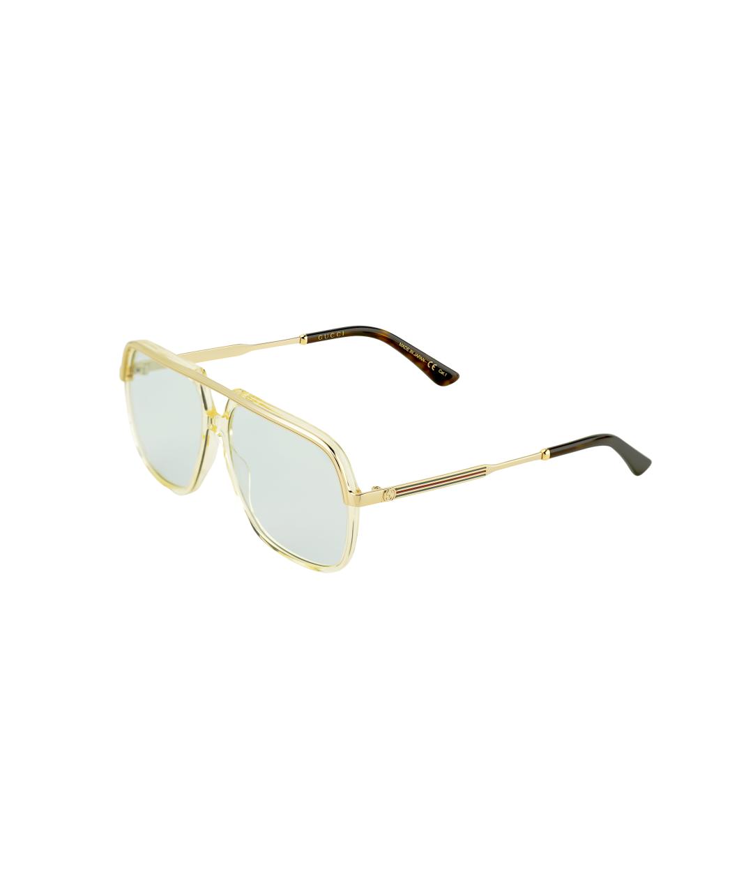 GUCCI Золотые металлические солнцезащитные очки, фото 1