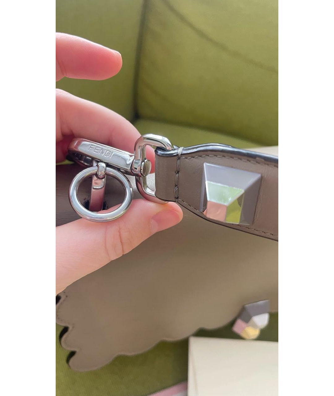 FENDI Серая кожаная сумка через плечо, фото 6