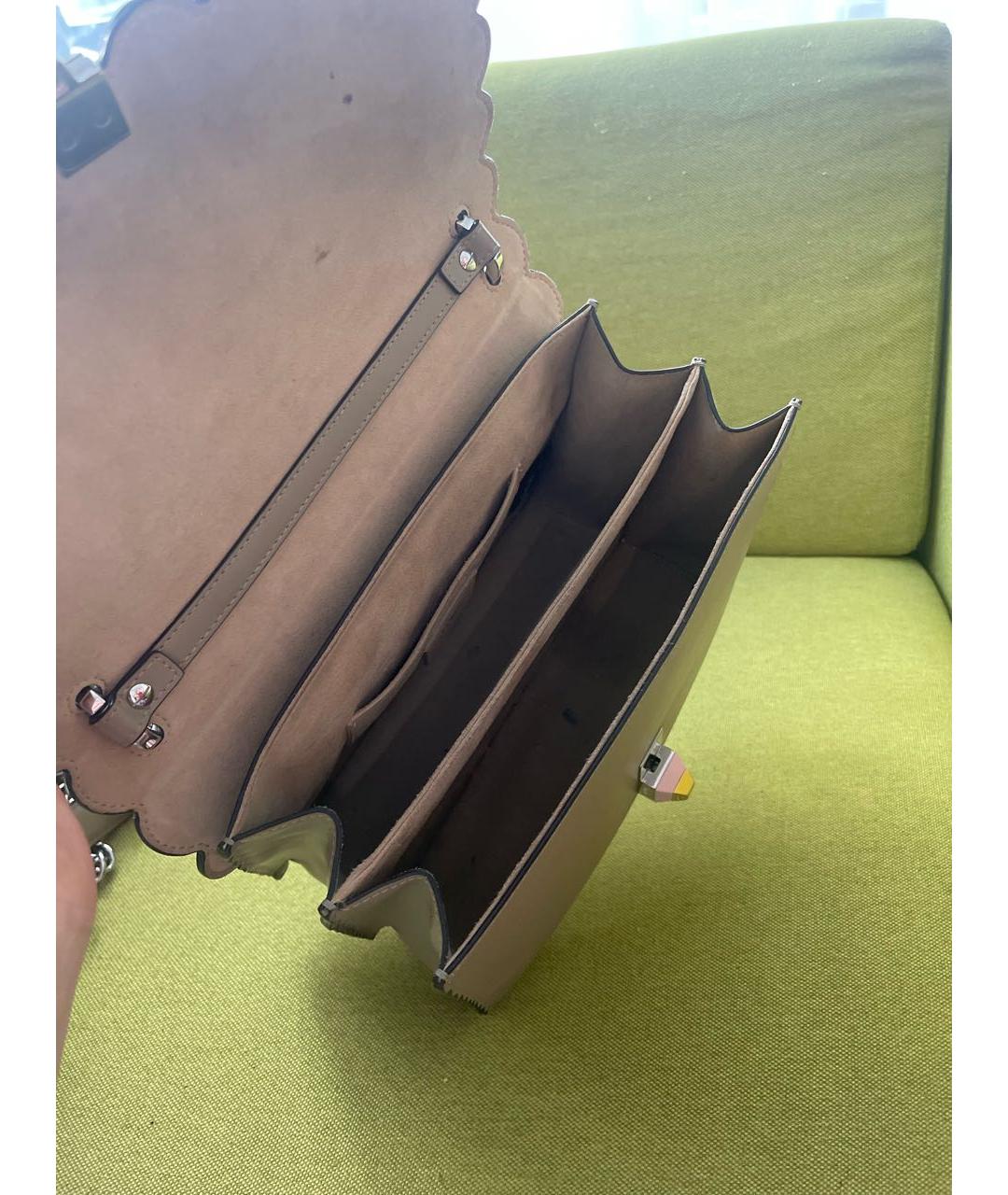 FENDI Серая кожаная сумка через плечо, фото 4