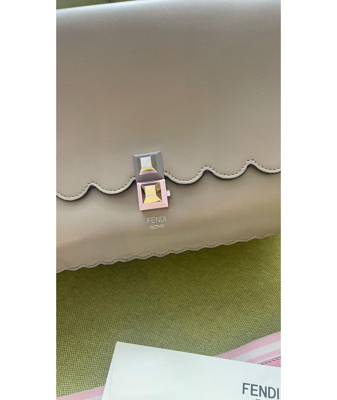 FENDI Серая кожаная сумка через плечо, фото 8