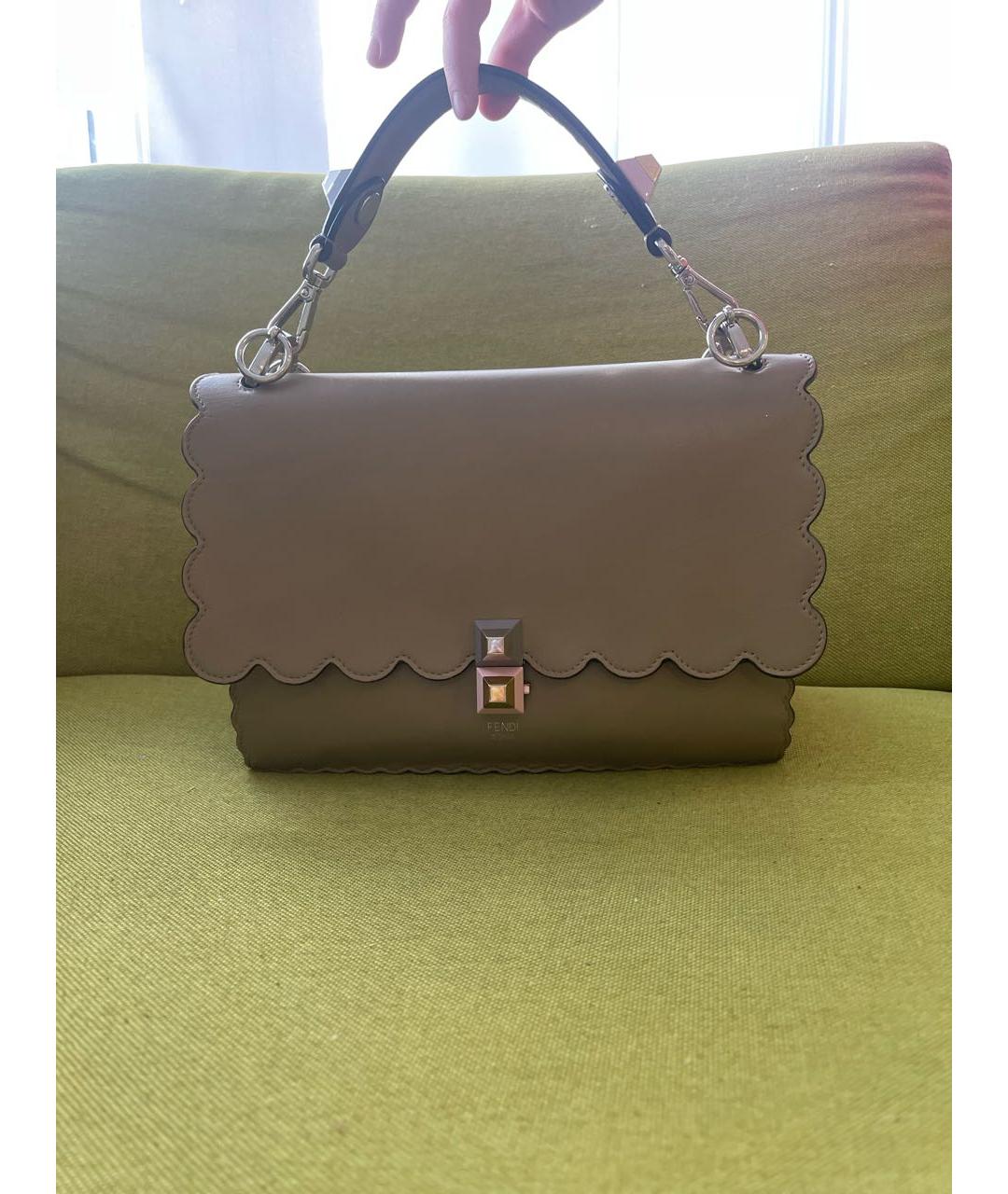 FENDI Серая кожаная сумка через плечо, фото 9