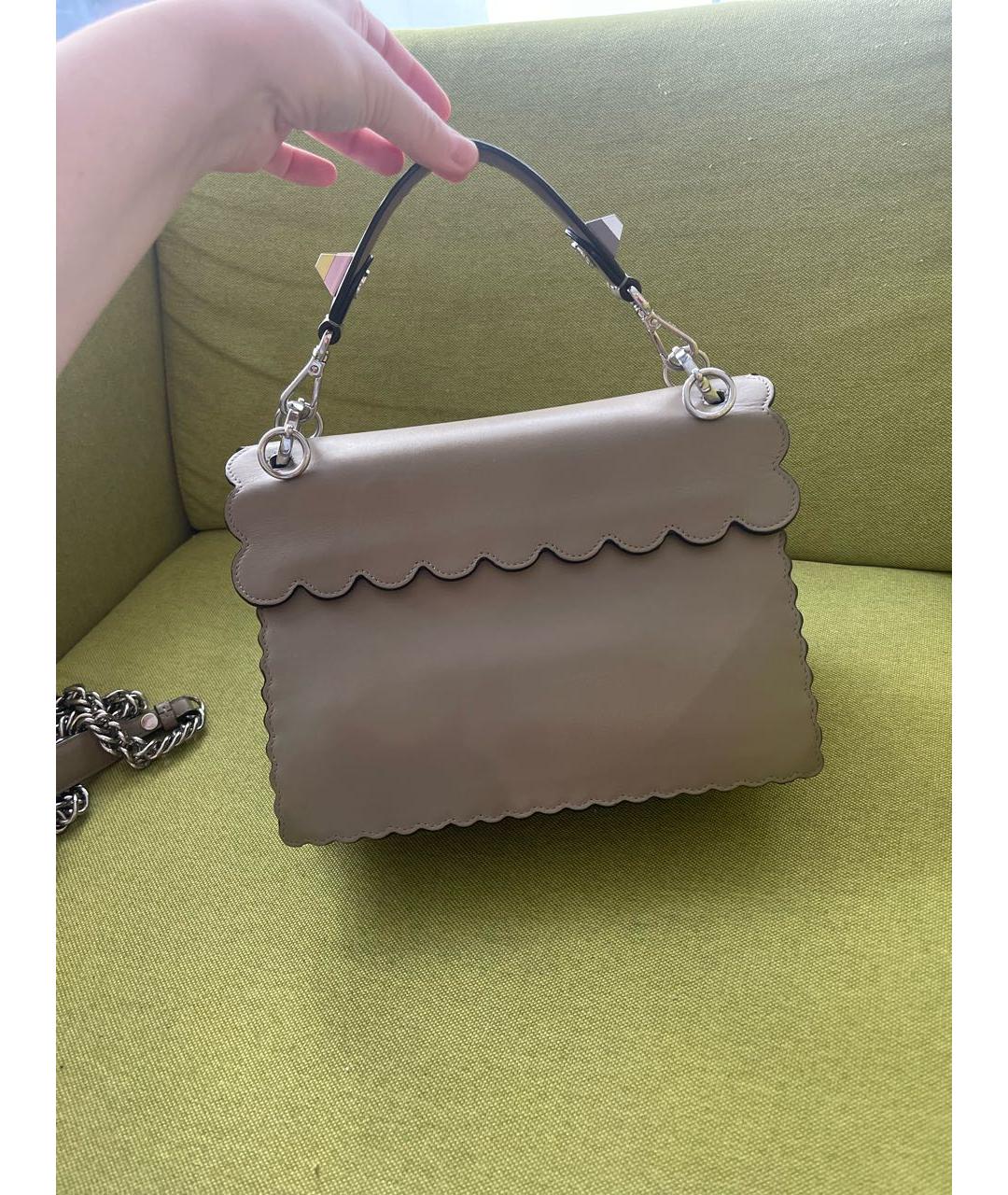 FENDI Серая кожаная сумка через плечо, фото 3