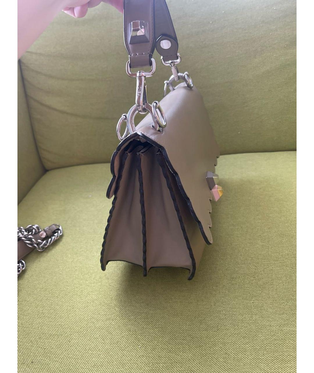 FENDI Серая кожаная сумка через плечо, фото 2