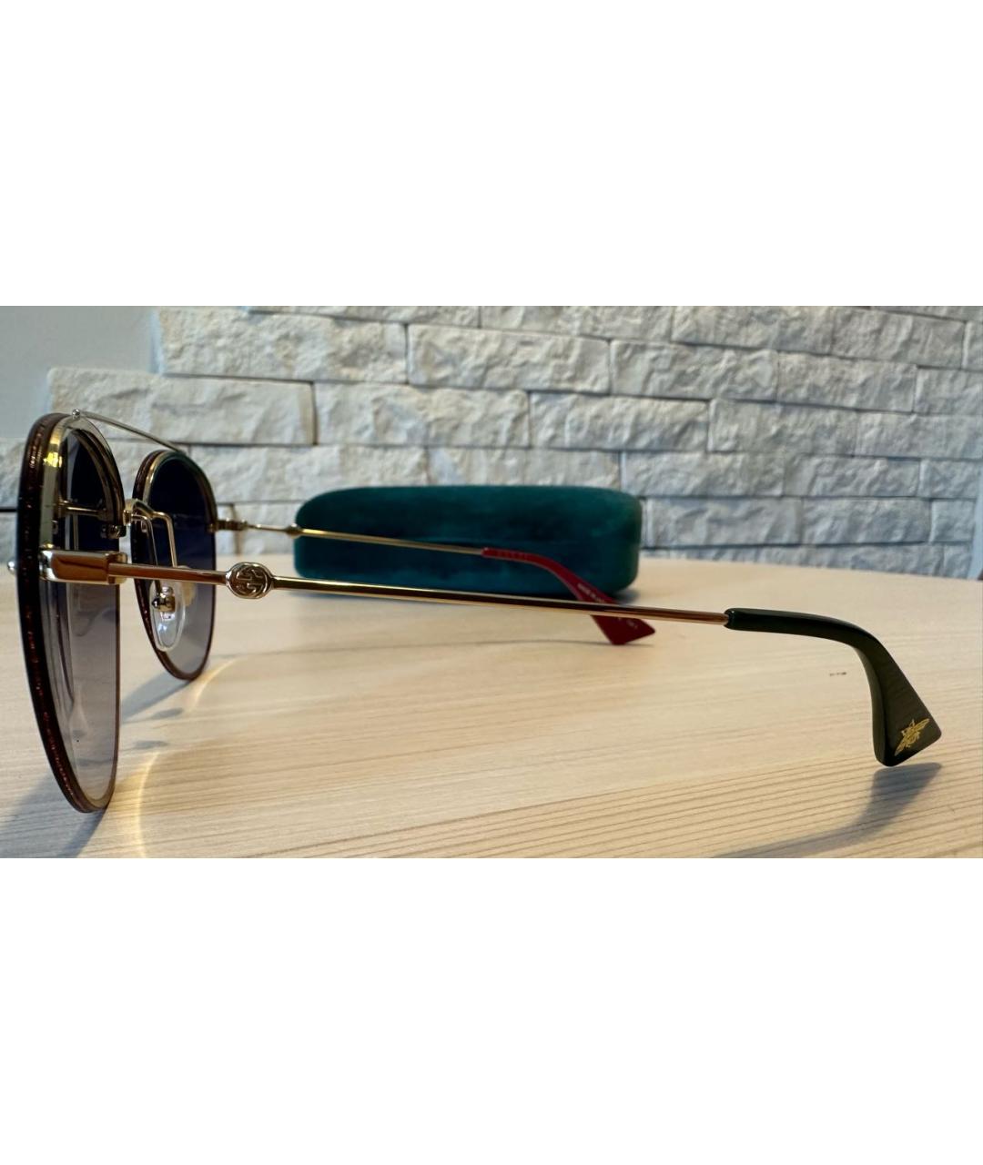 GUCCI Фиолетовые металлические солнцезащитные очки, фото 3
