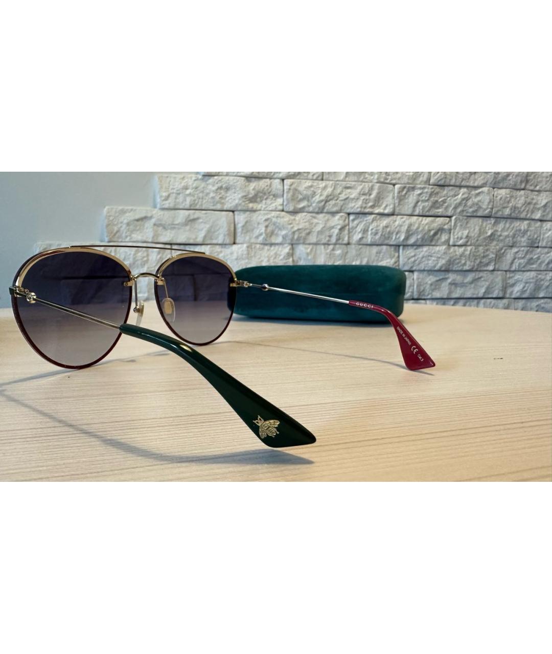 GUCCI Фиолетовые металлические солнцезащитные очки, фото 2