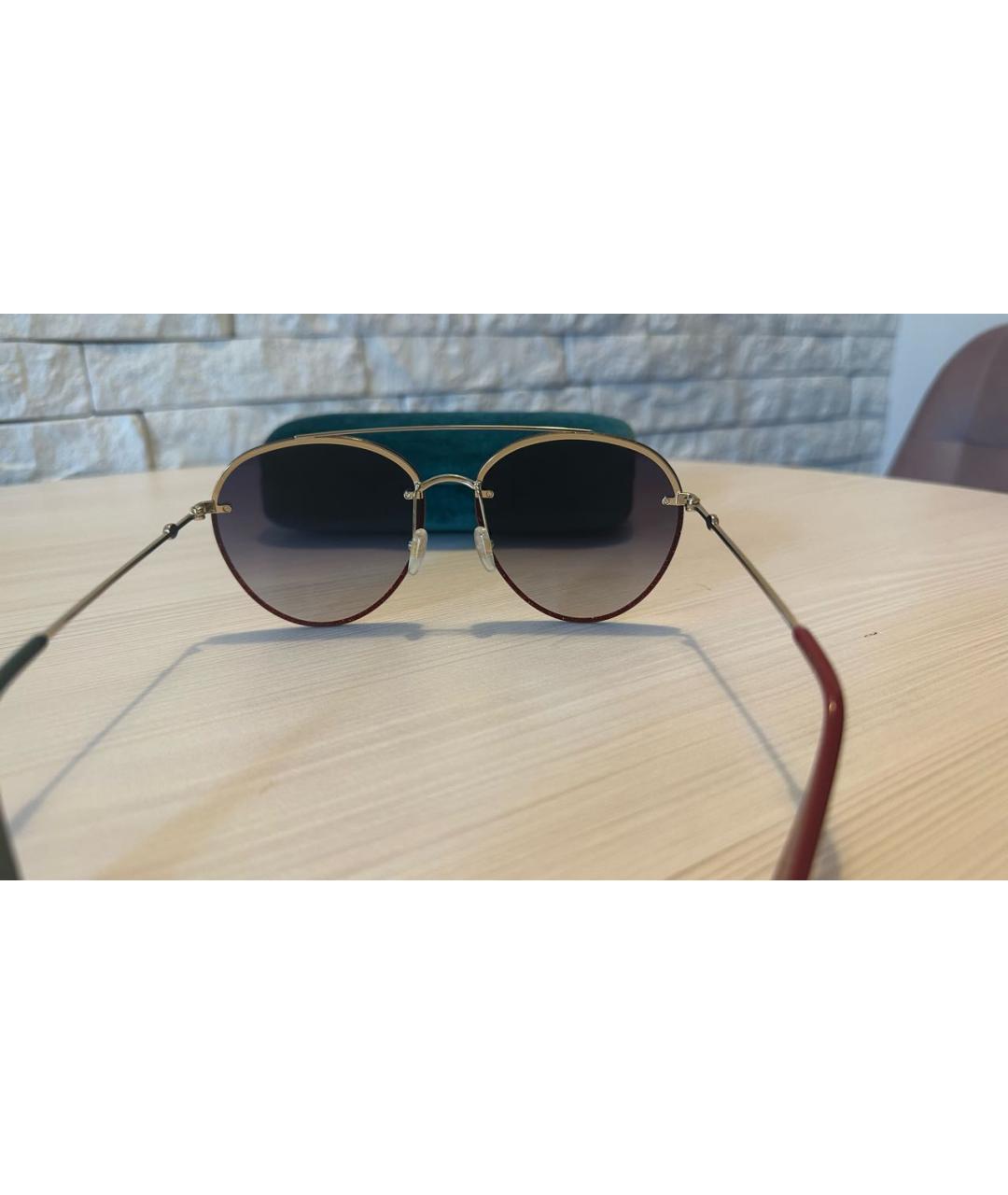 GUCCI Фиолетовые металлические солнцезащитные очки, фото 5