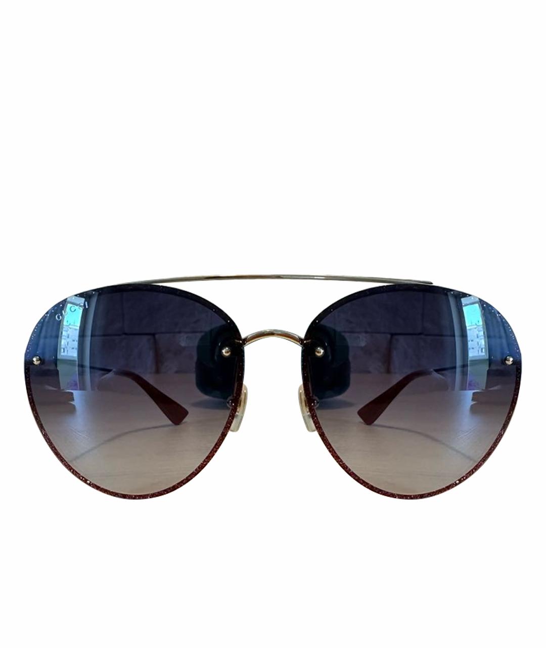 GUCCI Фиолетовые металлические солнцезащитные очки, фото 1